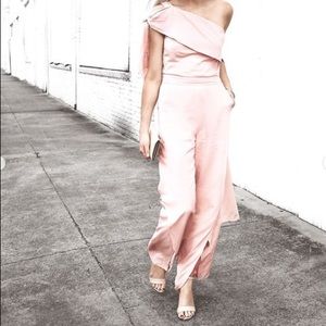 Light pink One Shoulder Jumpsuit